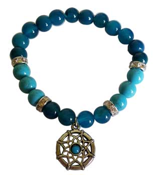 8mm Blue Onyx/ Blue Turquoise with Dream Catcher